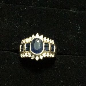14k Yellow Gold Sapphire and Diamond Ring